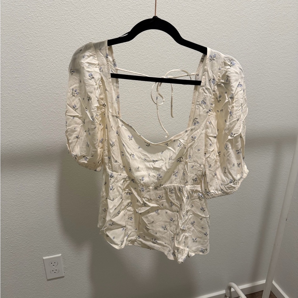 H&M Cream Floral Blouse